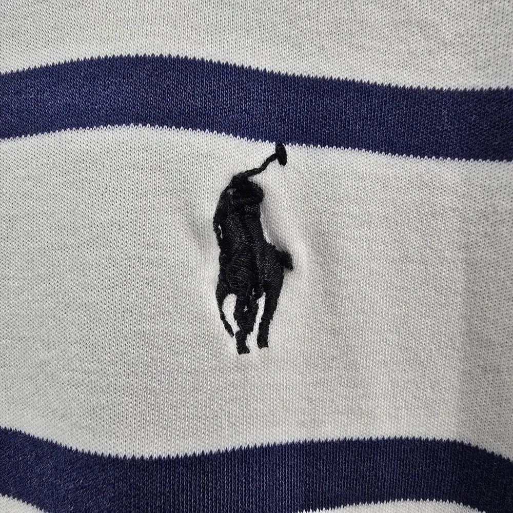 Polo Ralph Lauren Striped Polo Shirt White Purple Pony Logo Men's XL Cotton